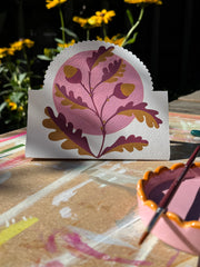 A Hand-Painted Autumn Greeting Card – 3D Standing Autumn Oak Card – Custom Colours – Eco-Friendly, Unique Keepsake Gift