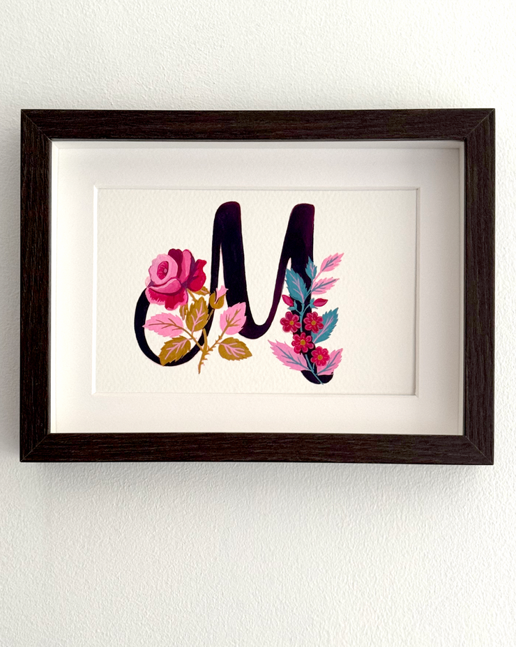 Hand-Painted Personalised Letter Art | Floral Initial Painting | Custom Name Gift | Framed Letter Wall Art | Unique Handmade Gift