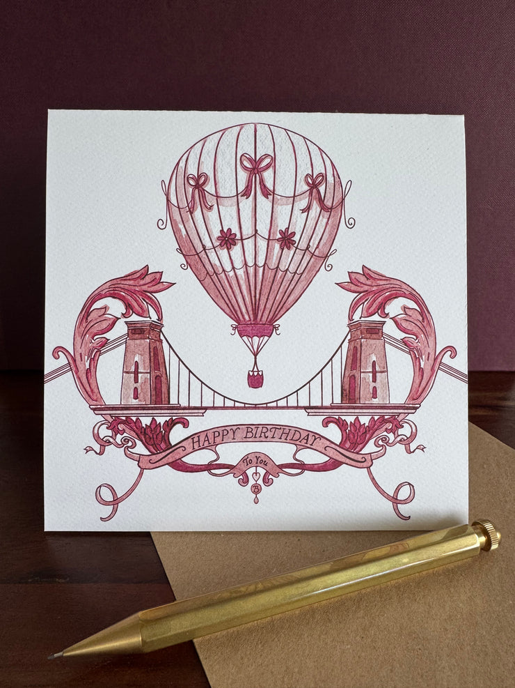 Bristol Birthday Card | Clifton Suspension Bridge Greeting Card | Eco-Friendly Luxury Card | Handmade in UK
