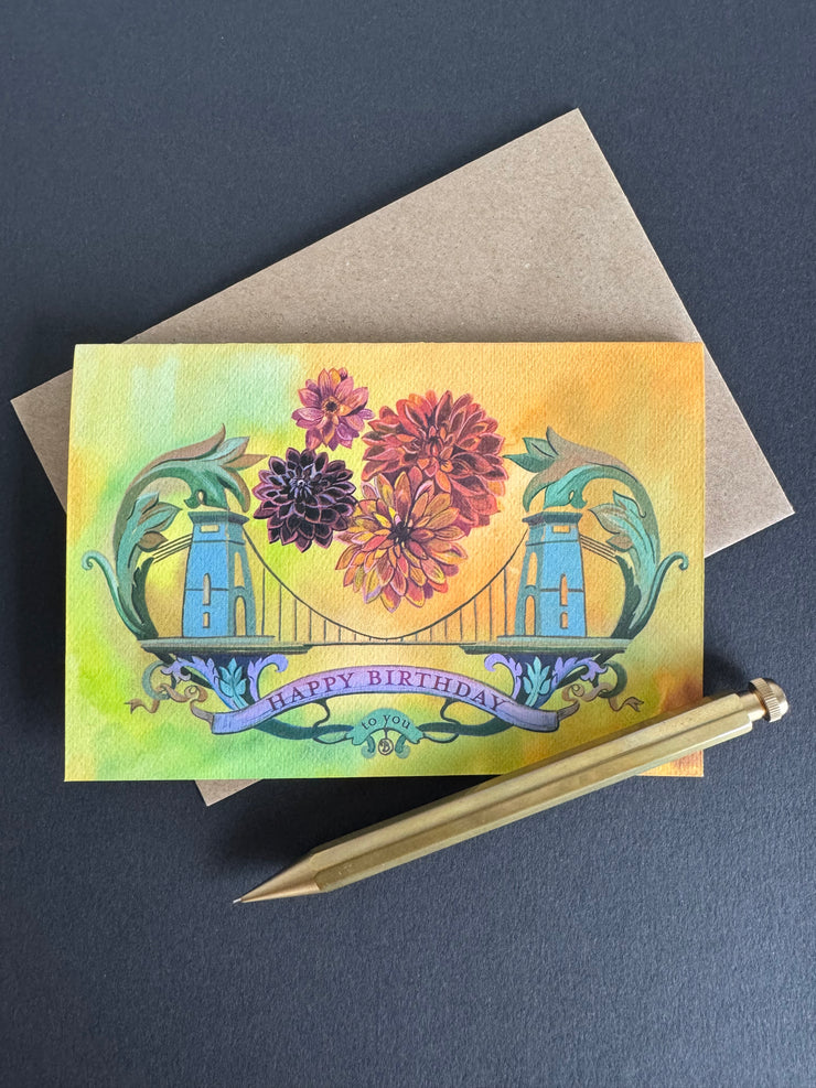 Bristol in Autumn Birthday Card | Clifton Suspension Bridge Greeting Card | Eco-Friendly Luxury Card | Handmade in UK