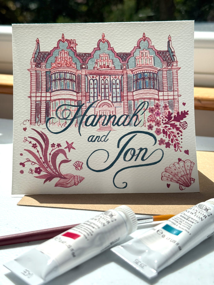 Hand-Painted Wedding Card | Personalised Pop-Up Keepsake | Personalised Wedding Card | Eco-Friendly Luxury Card | Handmade in UK