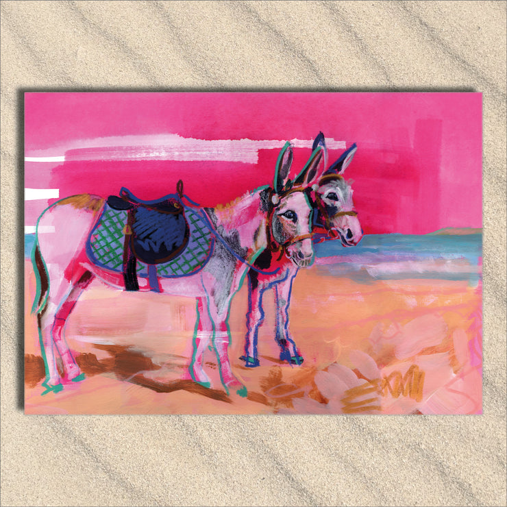 Pink Donkeys, Greeting Card