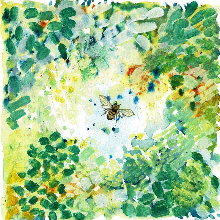 Blue Skies, Bumble Bee, Greeting Card - The Fine Artist ® - Tracey Bowes