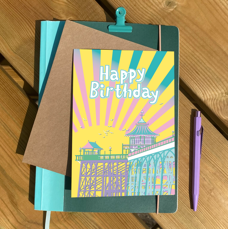 Happy Birthday, Clevedon, Greeting Card with Stickers