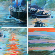 Detailed sections of a painting of Clevedon Pill.