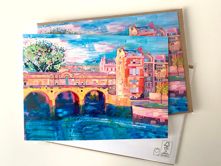 Pulteney bridge, Bath Weir, Greeting Card