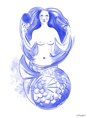 willow blue mermaid - The Fine Artist - Tracey Bowes