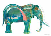 Teal Elephant Print